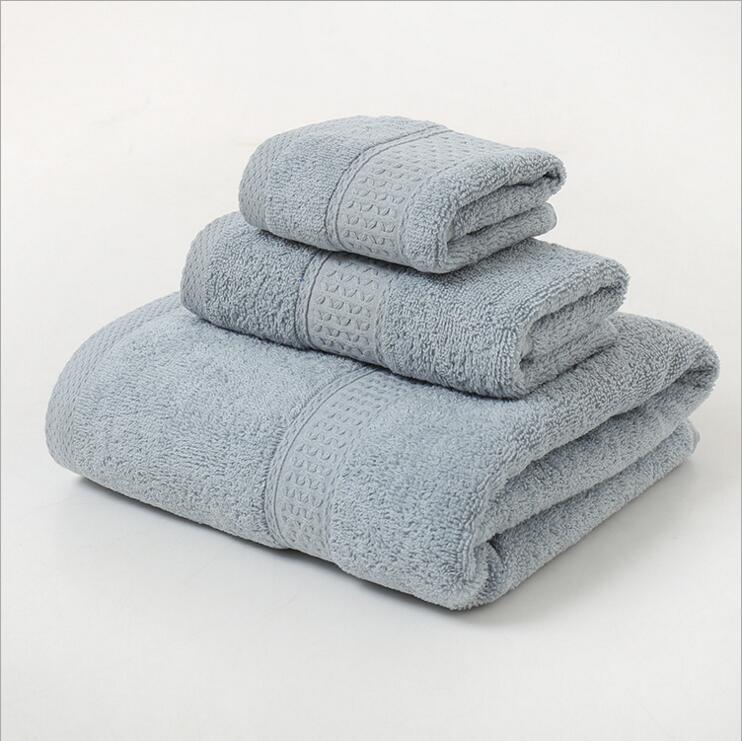 Pure Cotton Plain Broken Covers Long-staple Three-piece Suit Bath Towel - One Red Hill